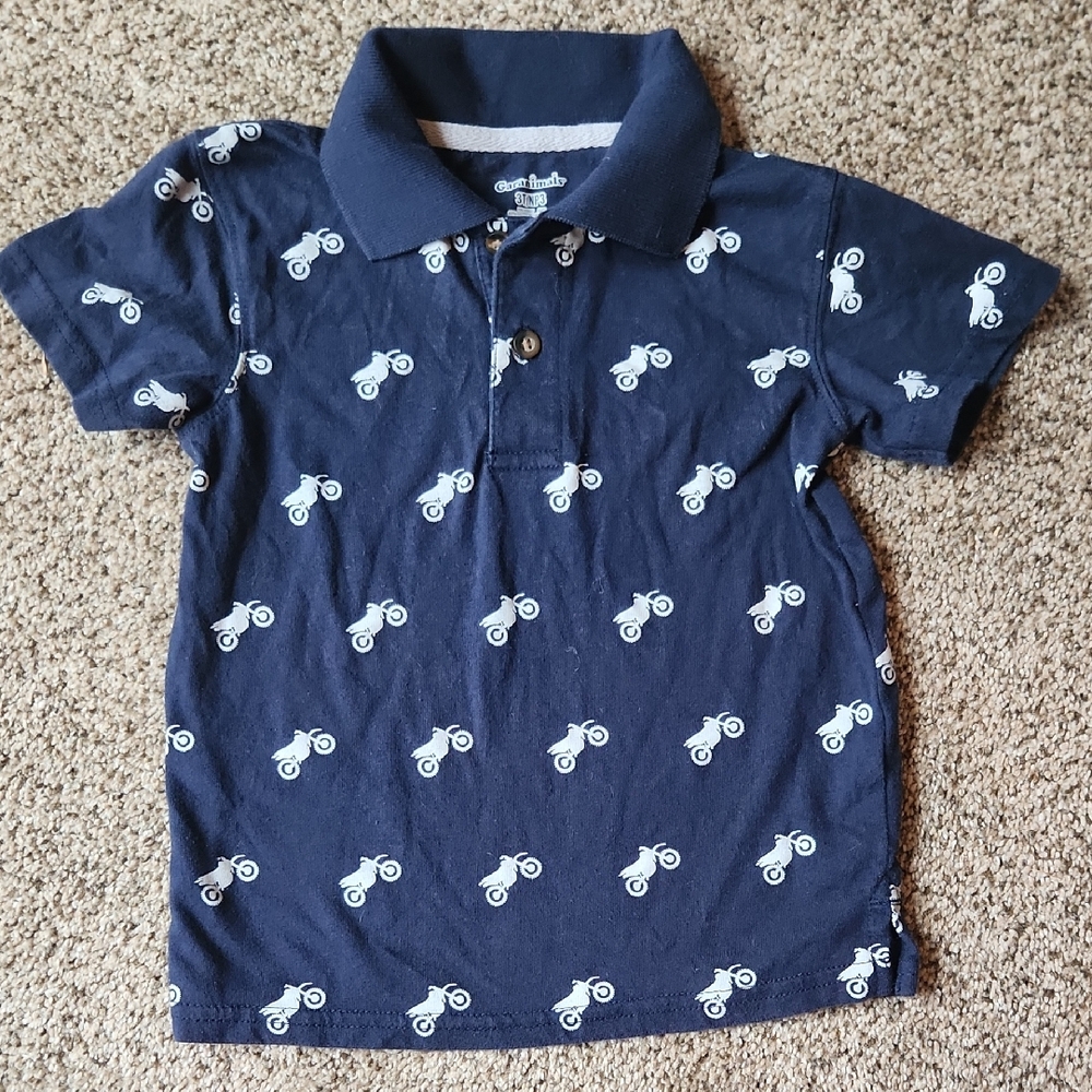 Garanimals | Blue Polo Shirt w/ Dirt Bike Pattern